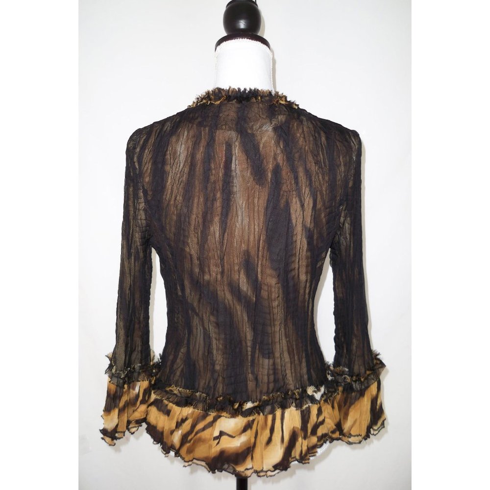 NWT Alice + Olivia S  Crinkled Sheer Tiger Jacket - Picture 5 of 6